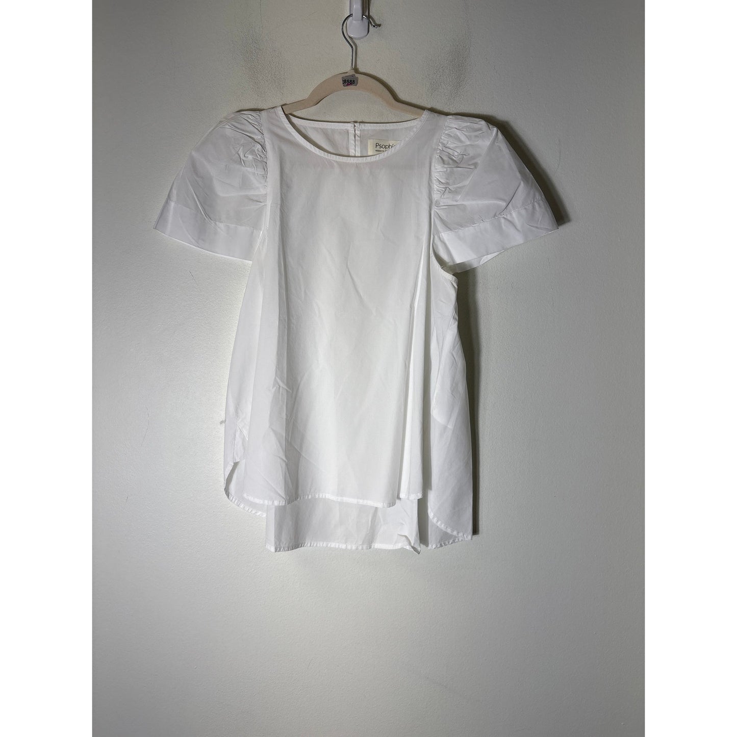 Psophia White Cotton Cap Sleeve Blouse Sz M