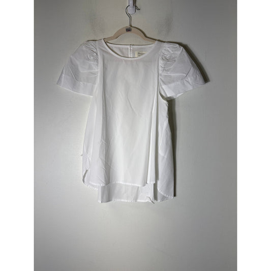 Psophia White Cotton Cap Sleeve Blouse Sz M