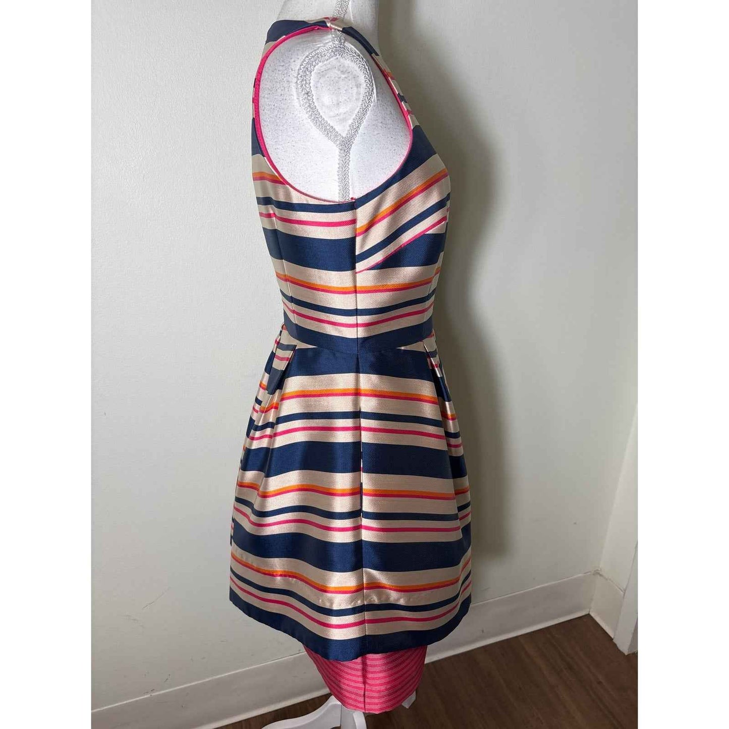 Trina Turk Navy, Pink and White Striped Mini Dress Sz 4