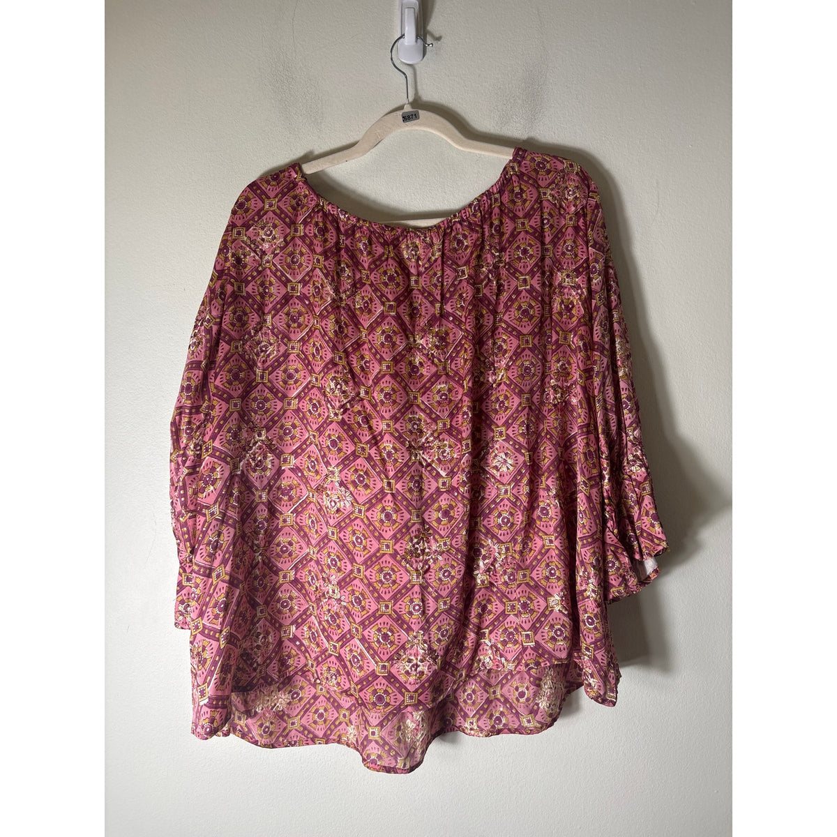 Clara The Label Pink and Gold Accented Blouse Sz S
