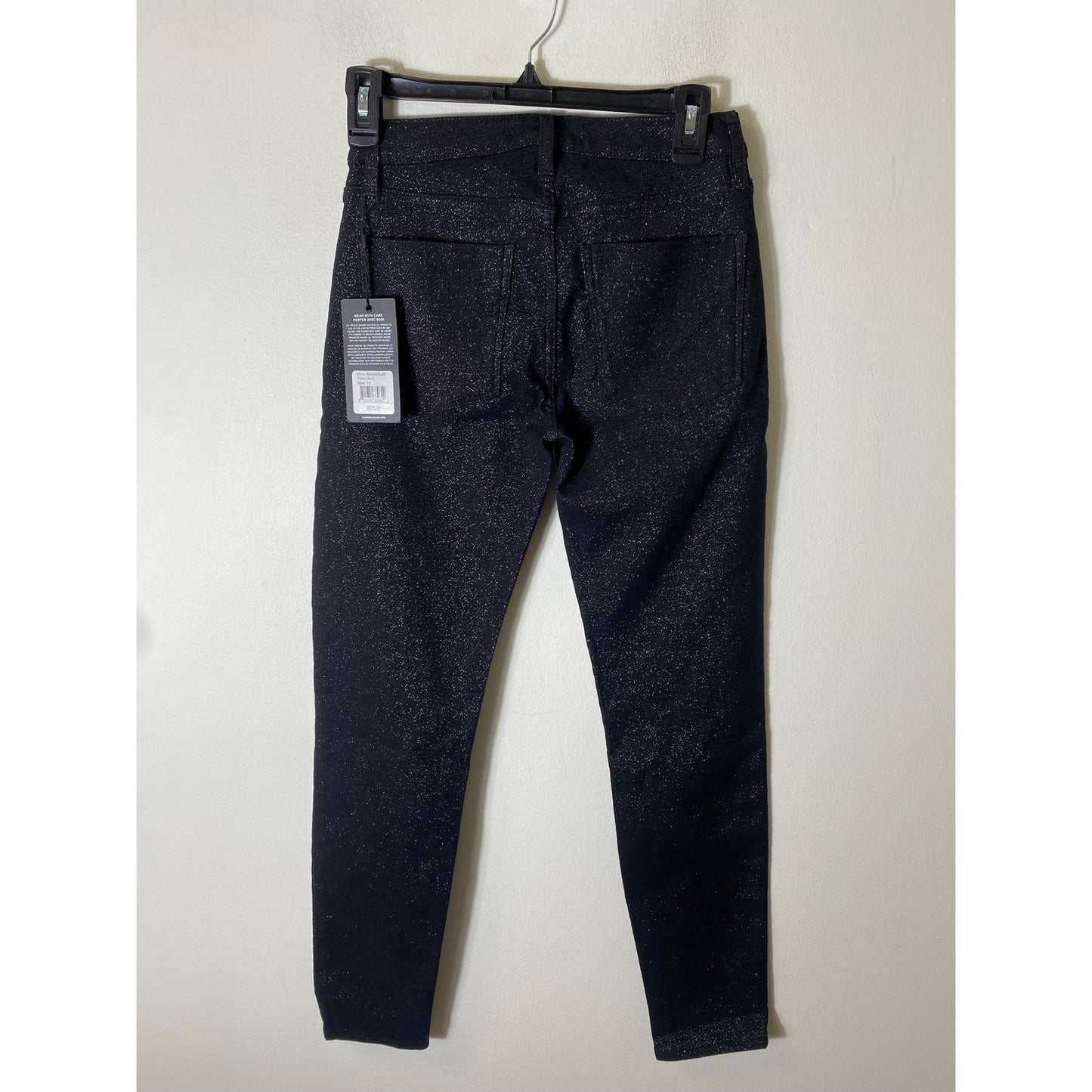 NWT Hudson Los Angeles Black Sparkly "Nico" Midrise Skinny Ankle Jeans Sz 25