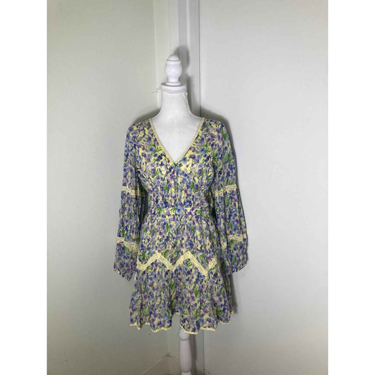 Allison Yellow Floral Mini Dress Sz S