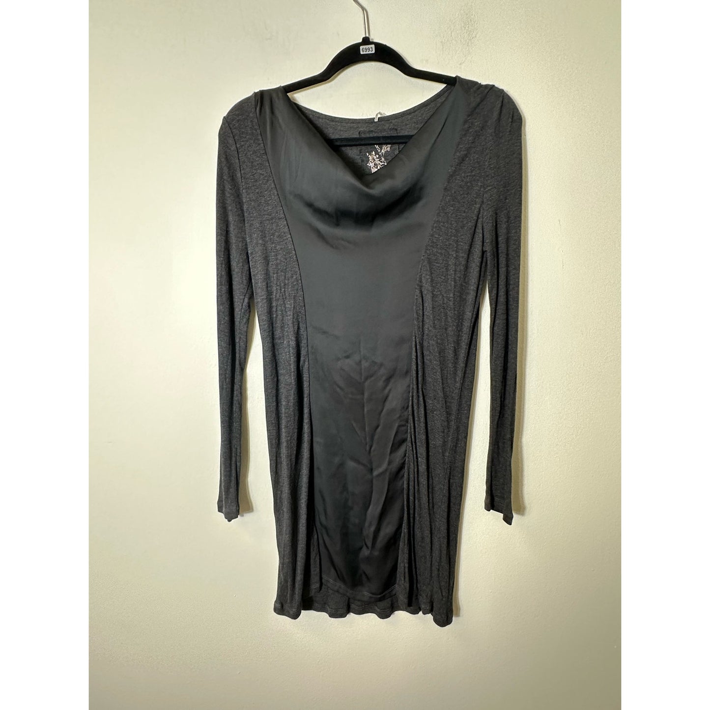 Luisa Cerano Charcoal Bodycon Cowl Neck Knit Dress Sz 10