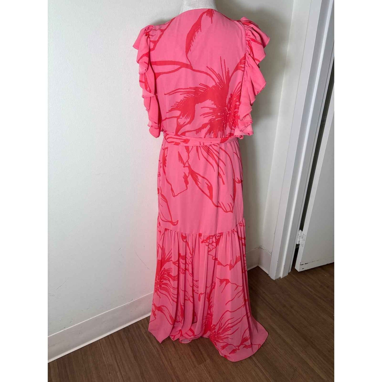 NWT Hutch Pink Floral Wrap Maxi Dress Sz L