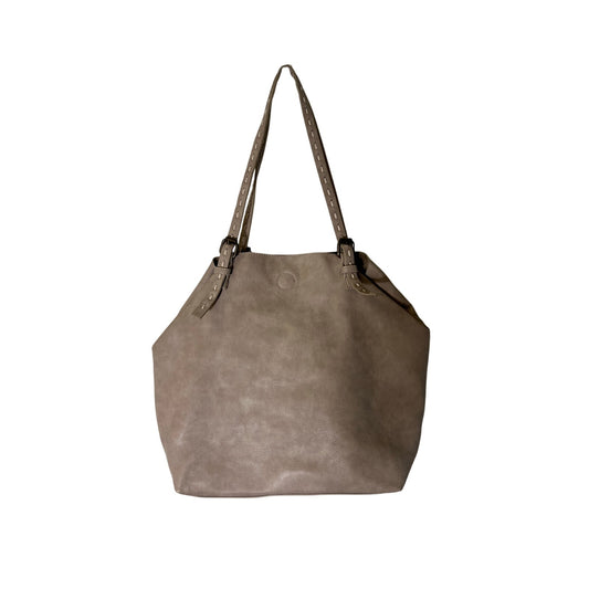 Taupe Colored Leather Shoulder Bag