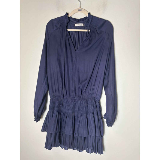Mustard Seed Navy Long Sleeve Tiered Mini Dress Sz M