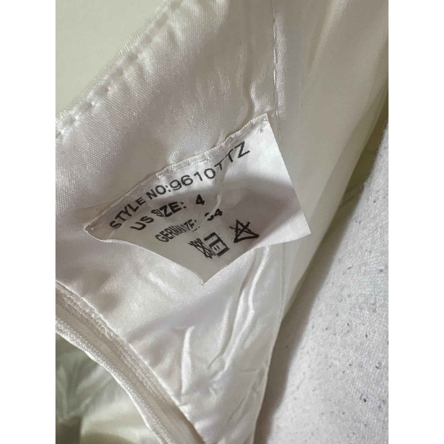 Antique White Strapless Satin Gown Sz 4 from Diane's Formal Affair