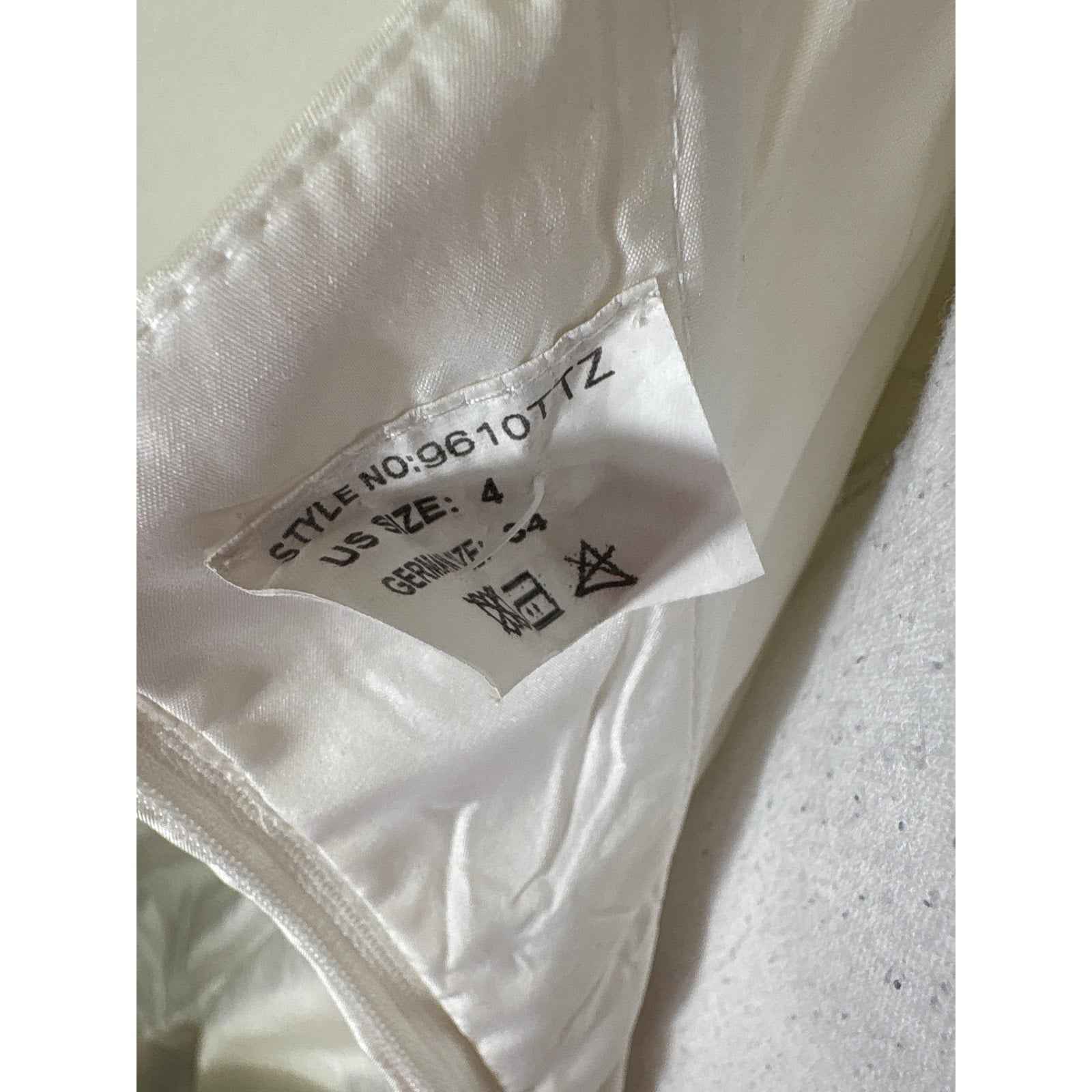 Antique White Strapless Satin Gown Sz 4 from Diane's Formal Affair