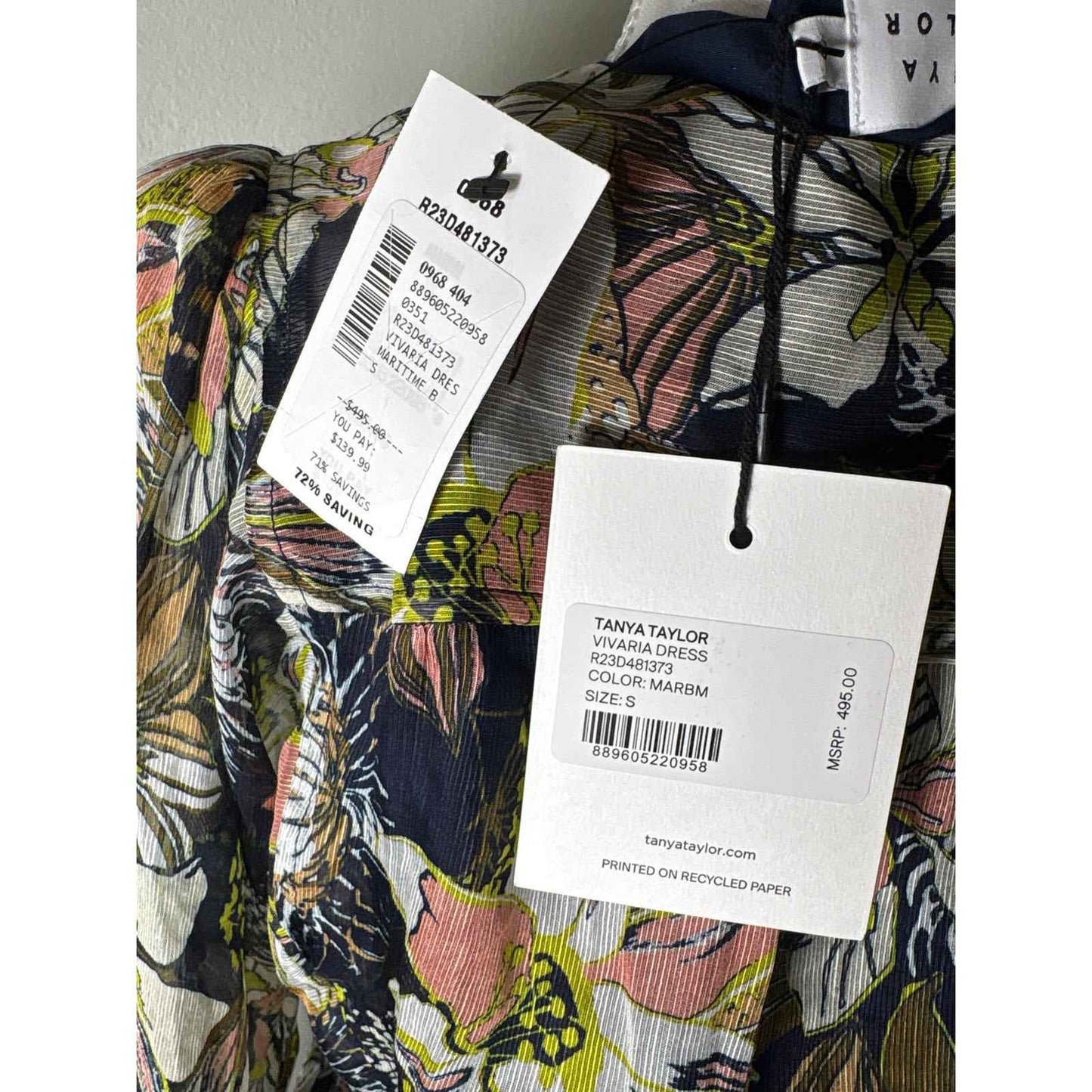 NWT Tanya Taylor Vivaria Black Floral Dress Sz S