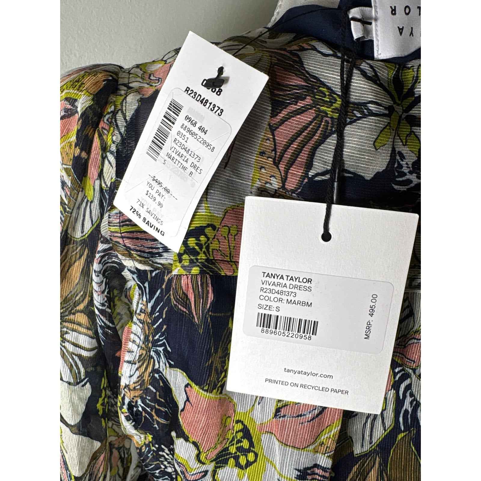 NWT Tanya Taylor Vivaria Black Floral Dress Sz S