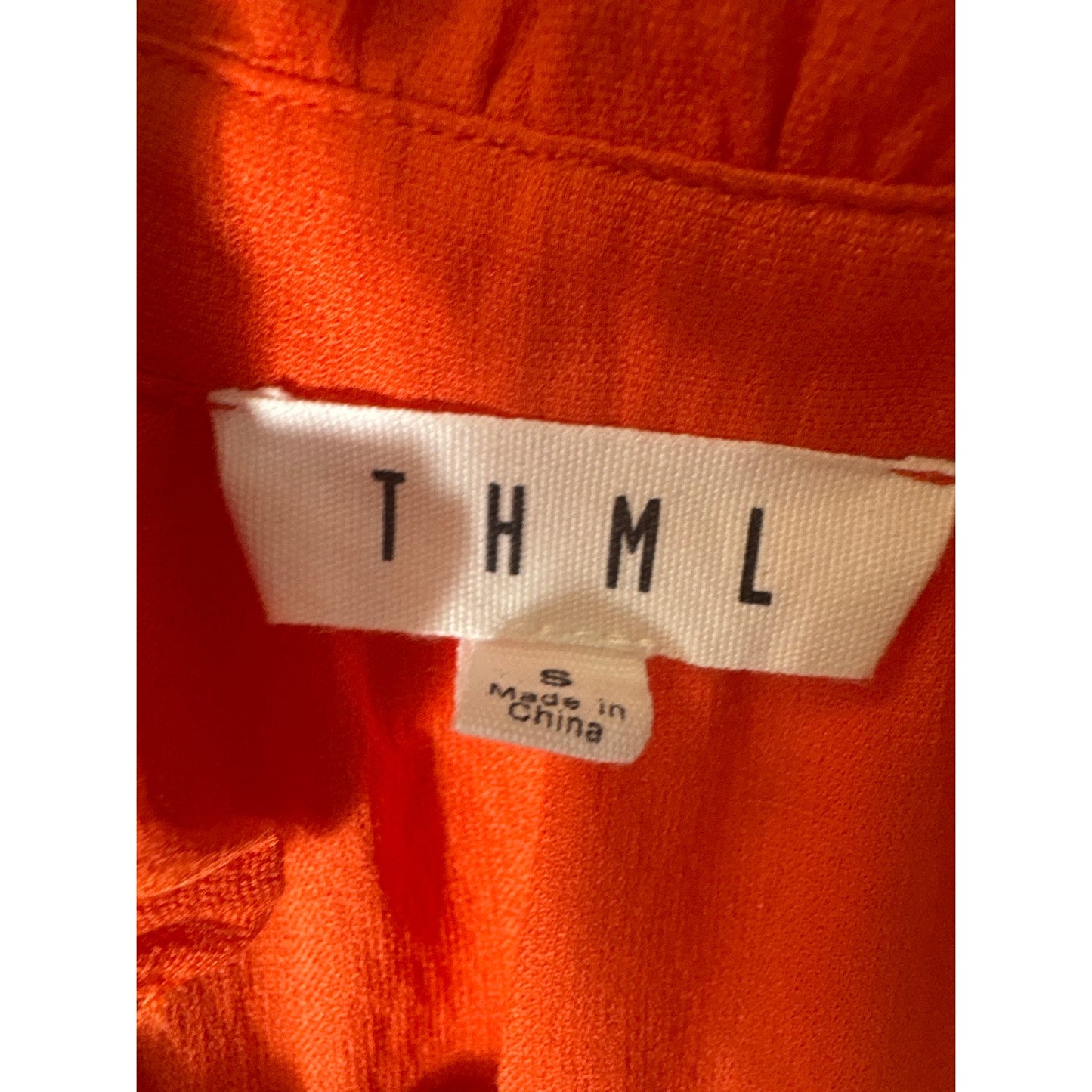 THML Orange With Pink Embroidery Short Sleeve Blouse Sz S