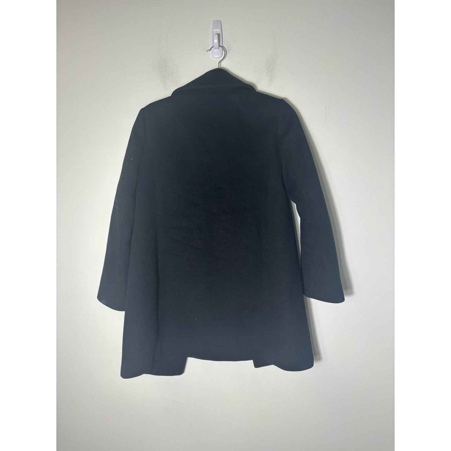 J. Crew Black Wool Long Sleeve Coat with Ruffle Front Sz 2 Petite