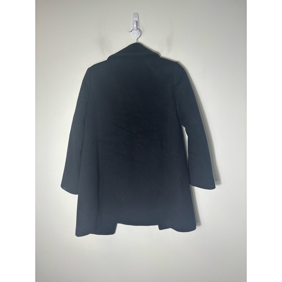 J. Crew Black Wool Long Sleeve Coat with Ruffle Front Sz 2 Petite