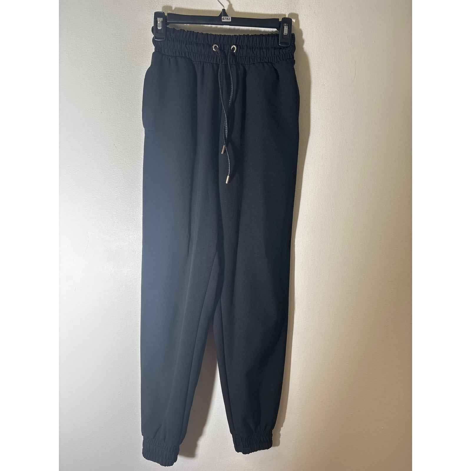 Zara Black Drawstring Highwaisted Joggers Sz Xs