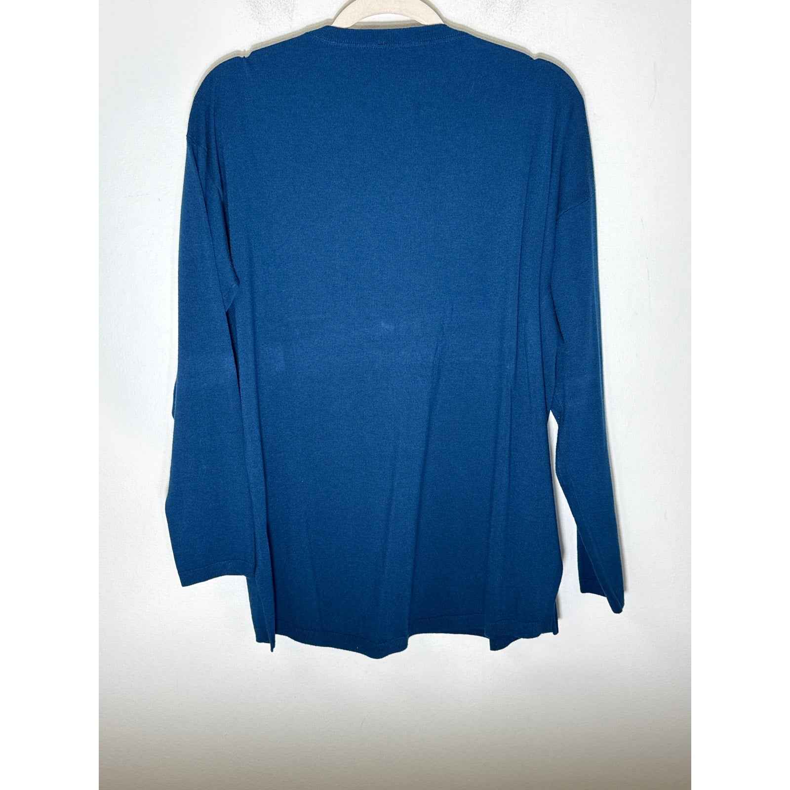 Elliot Lauren Blue Long Sleeve Knit Sweater with Front Pocket Sz