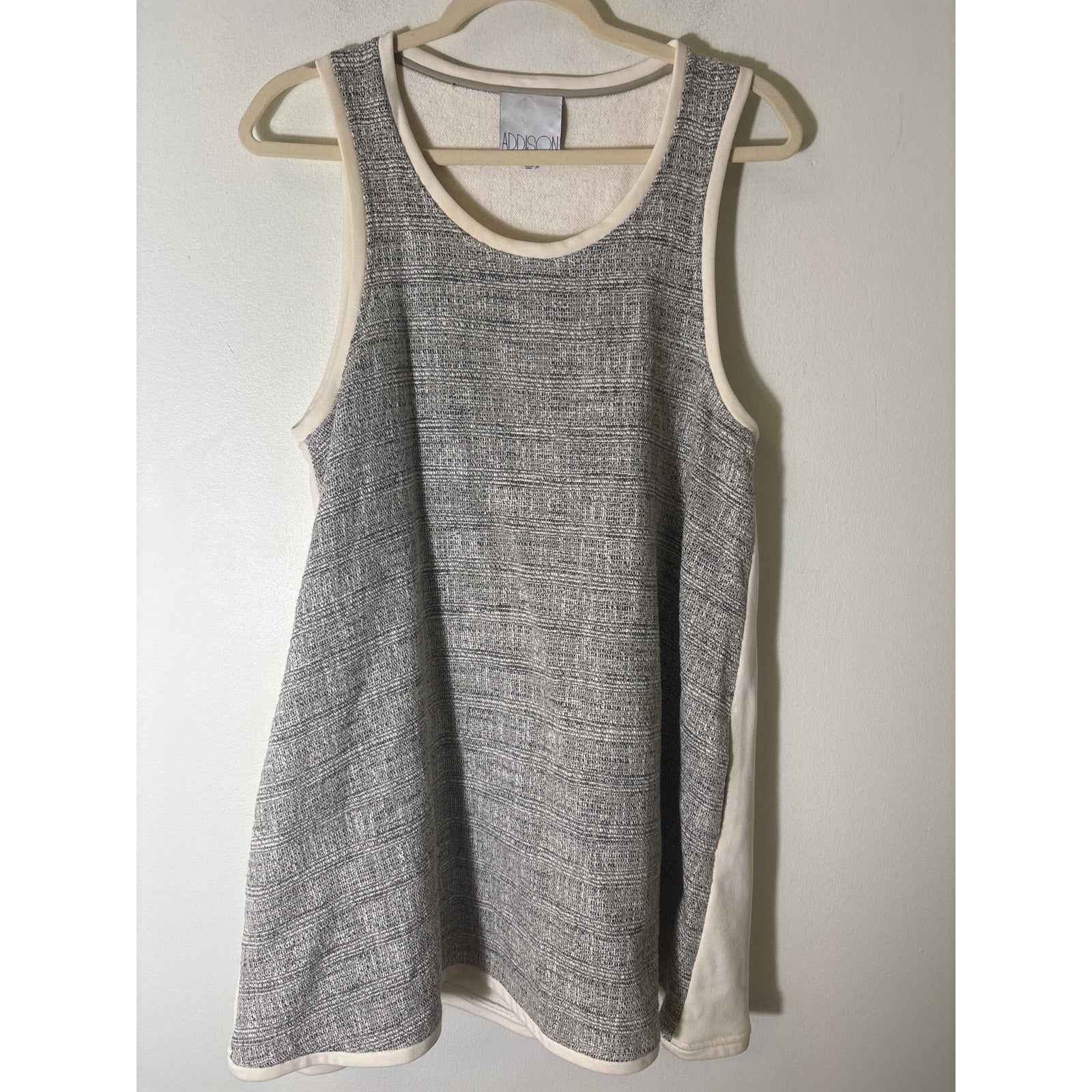 Addison Gray Tweed Sleeveess Knee Length Dress Sz M