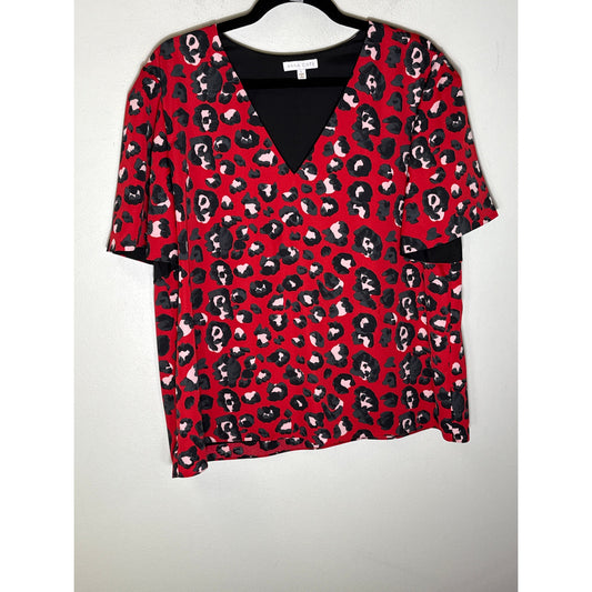 Anna Kate Red Cheetah Print Top Sz L