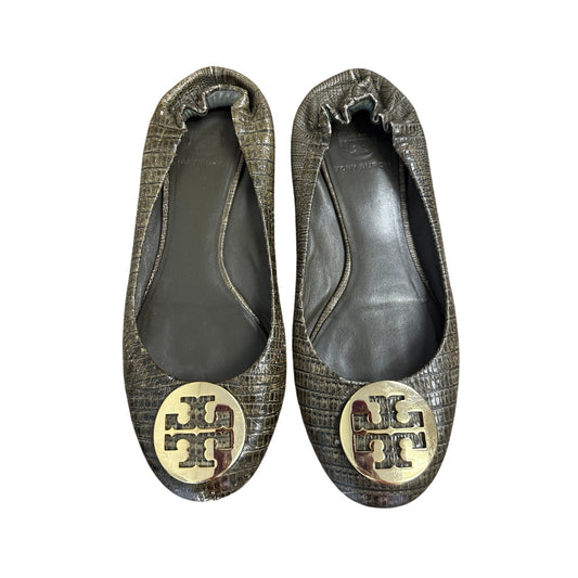 Tory Burch Green Snake Flats Sz 8
