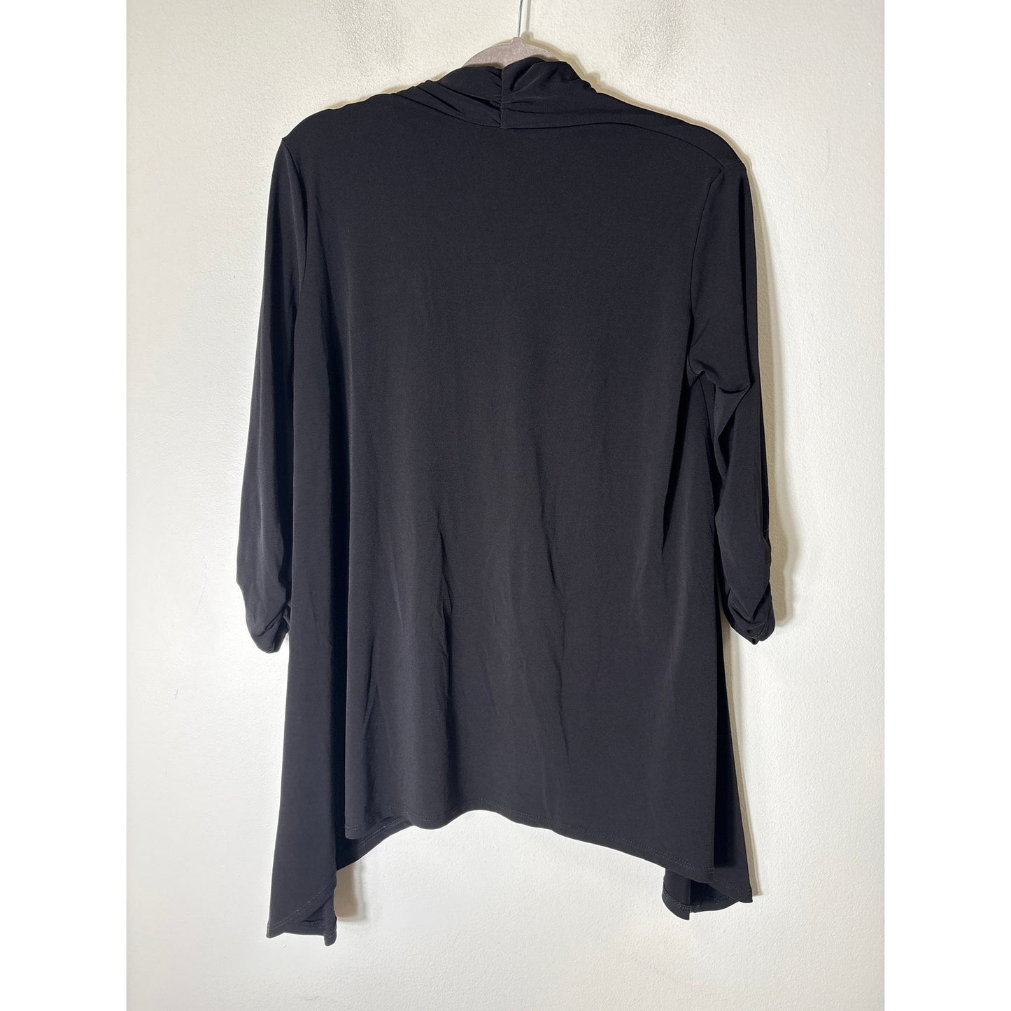 Clara Sun Woo Black 3/4 Sleeve V-Neck Hi Low Hem Shirt Sz M