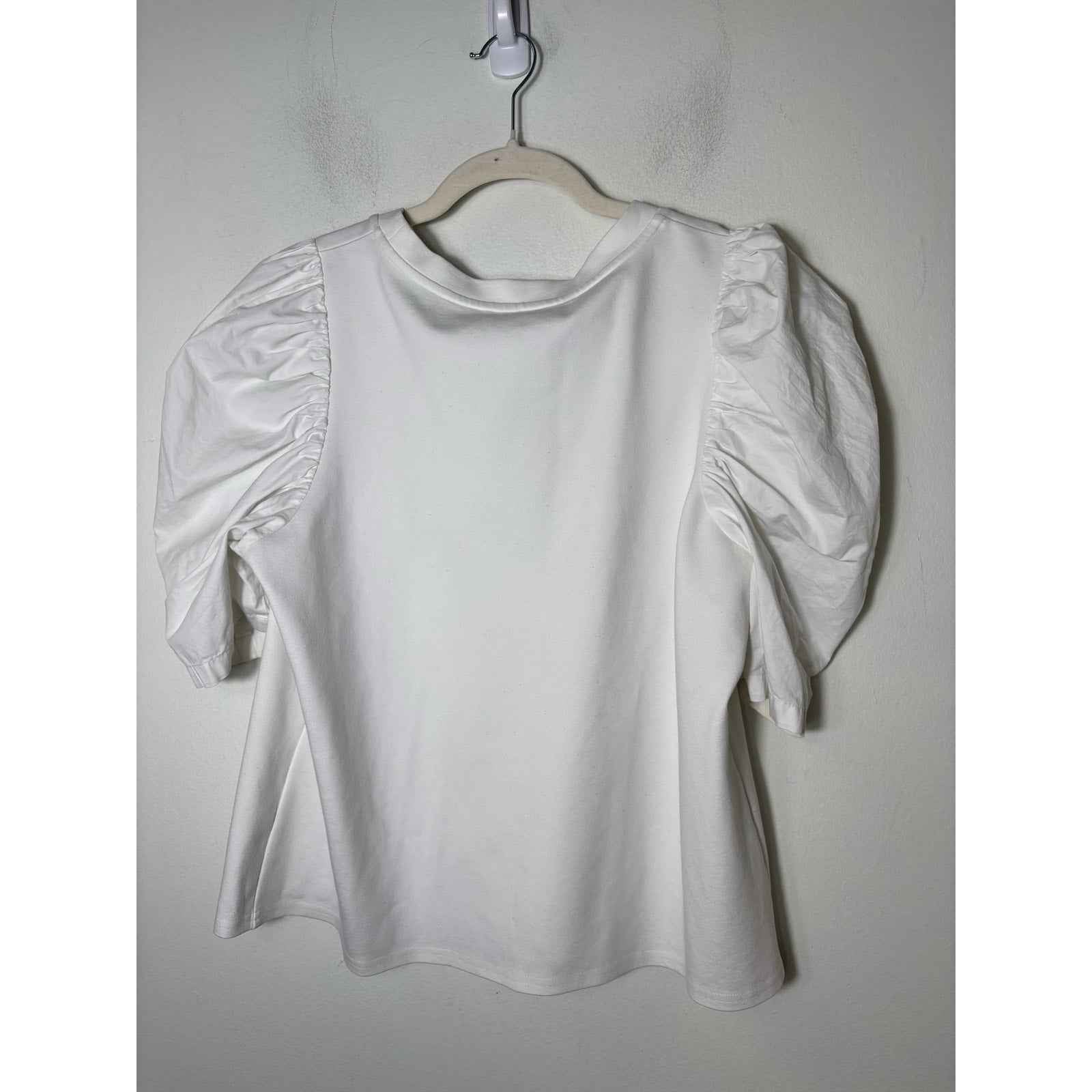 Crosby by Mollie Burch White Mixed Media Half Sleeve Shirt Sz M