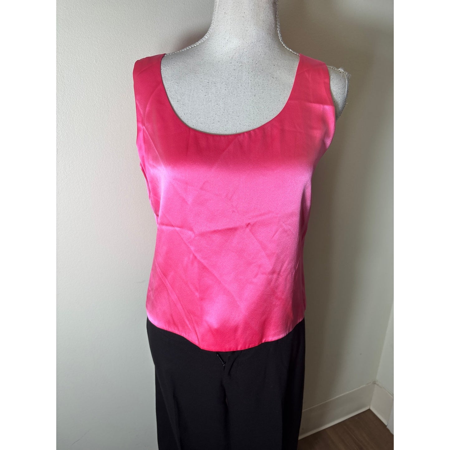 Sylvia Heisel Black and Hot Pink Pants Set with Silk Tank Top Sz 4