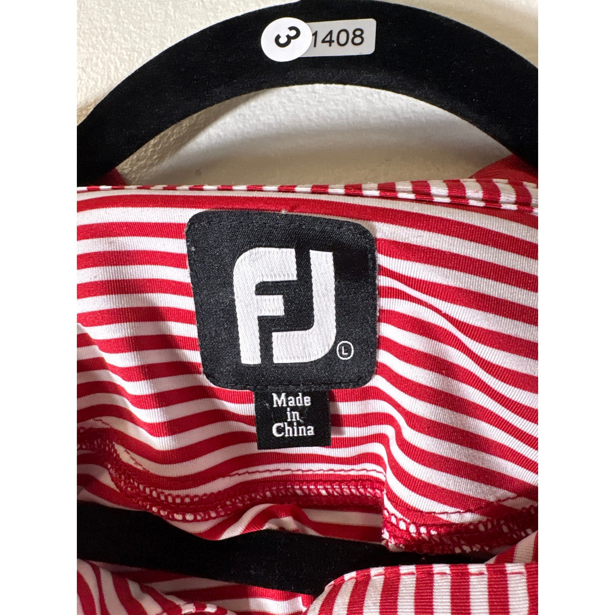 Men's Foot Joy Red and White Stripe UGA Golf Shirt Sz L