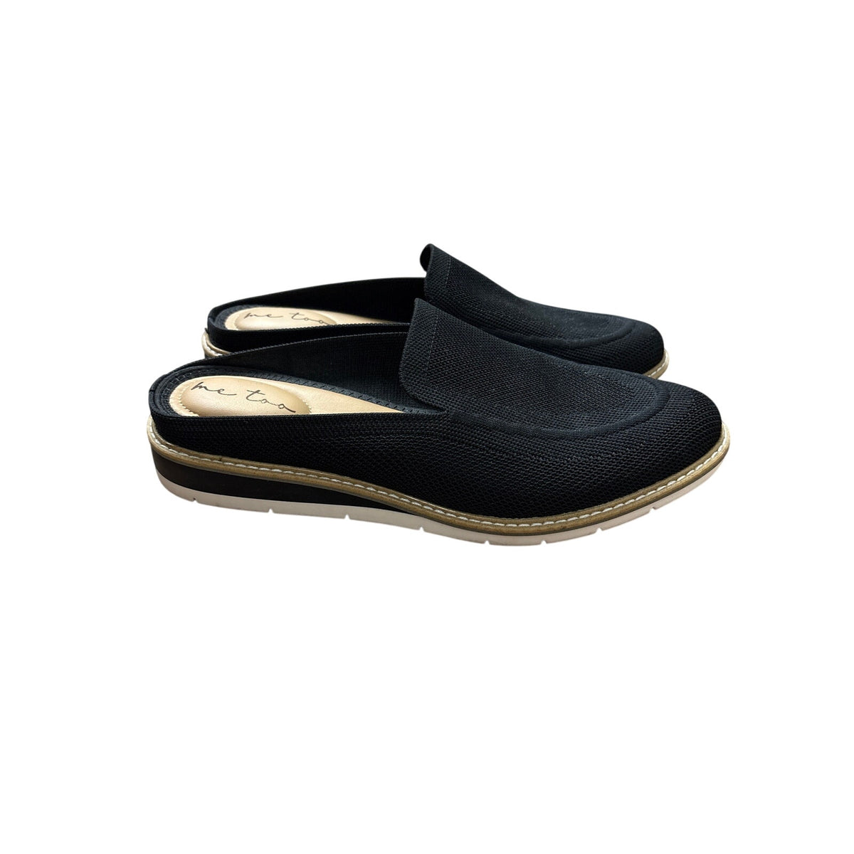 Me Too Black Woven Fabric Slide on Shoes Sz 10