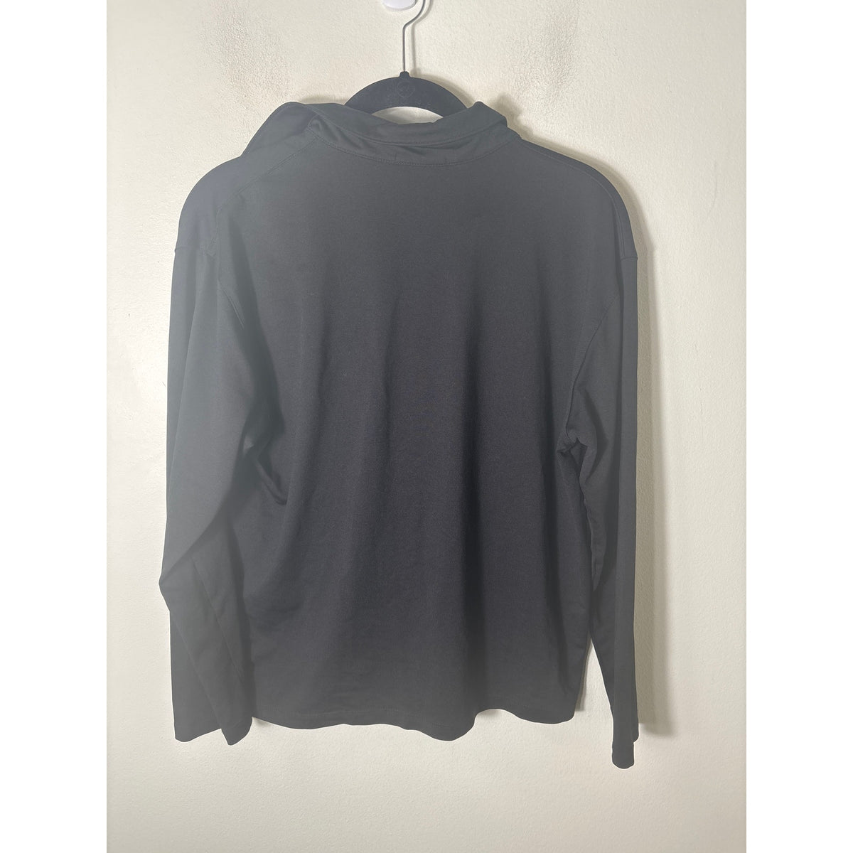 A'Nue Black V Neck Collared Long Sleeve Pullover Top Sz s/m
