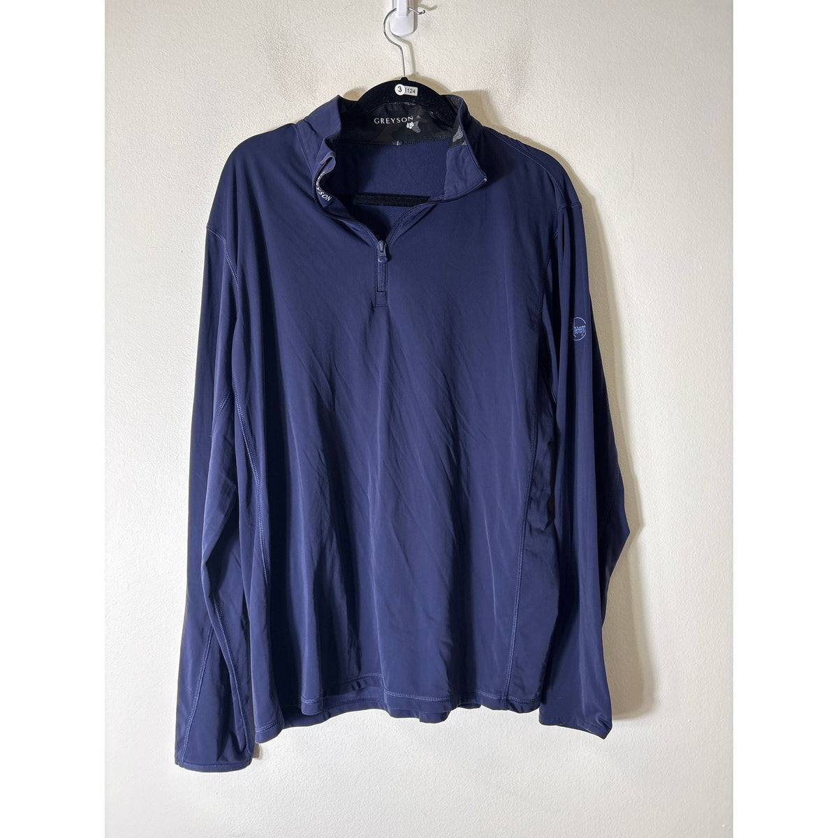 Men's Greyson Navy Blue Long Sleeve Quarter Zip Pullover Sz L