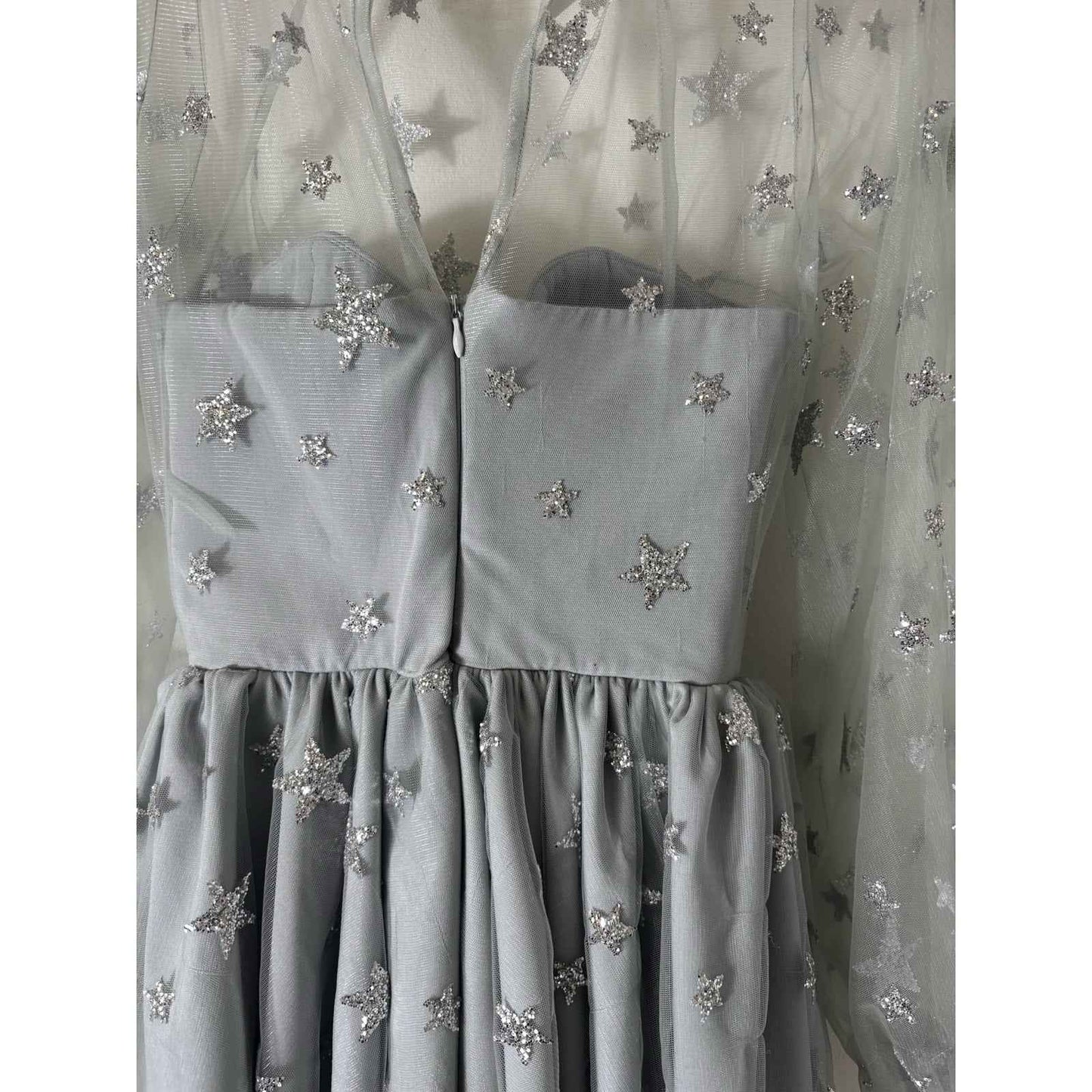 Lirika Matoshi Silver Sequin Star Cocktail Dress Sz XS