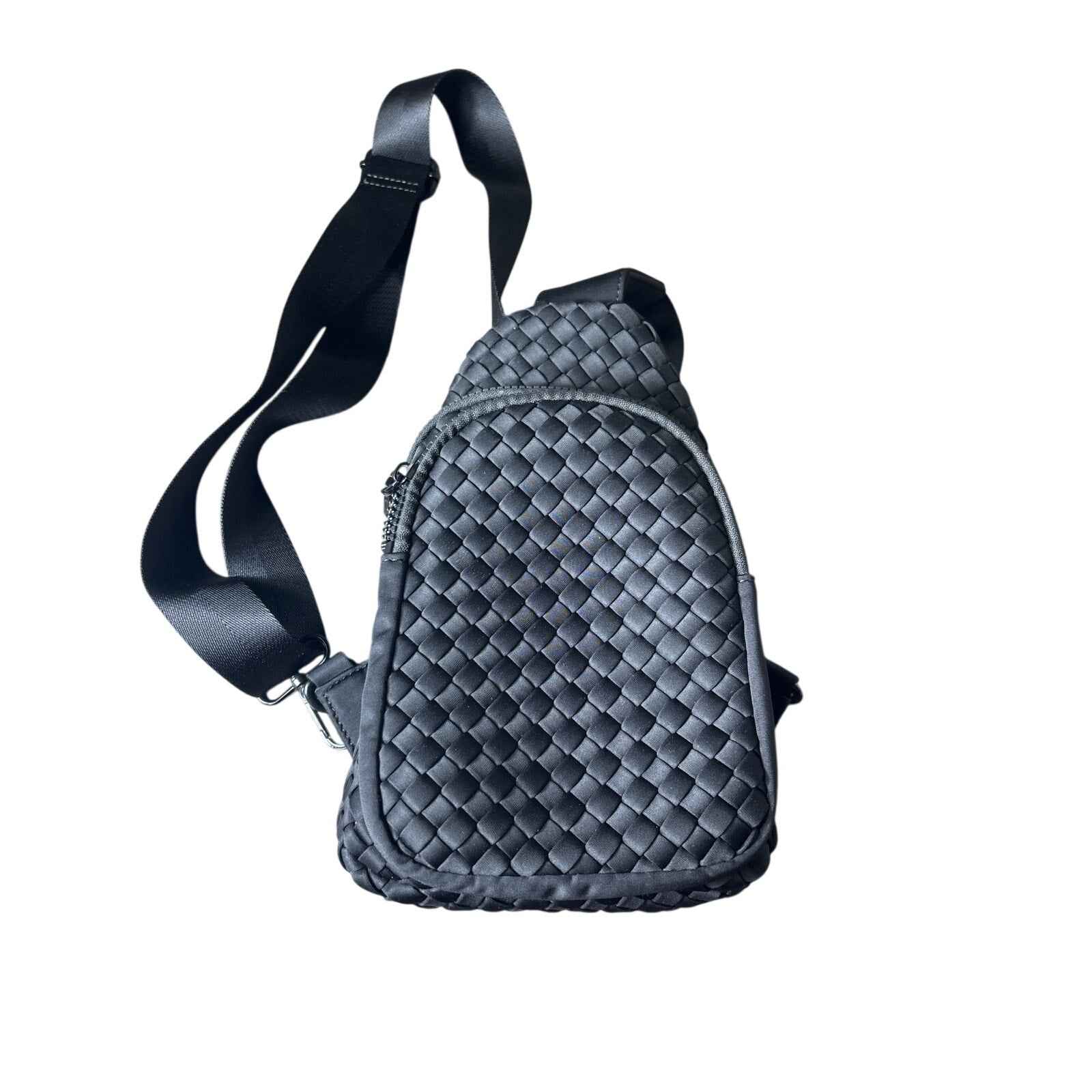 sol and Selene Black Woven Mini Crossbody Backpack