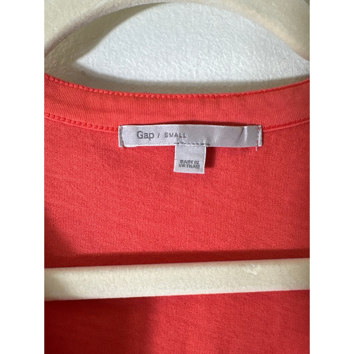 Gap Melon Orange 3/4 Sleeve V-Neck Cotton Shirt Sz S