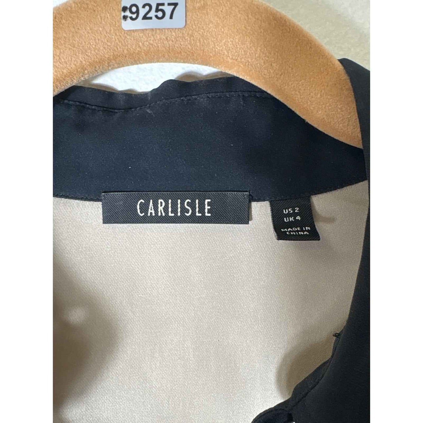 Carlisle Taupe&Black Silk Long Sleeve Blouse Sz 2