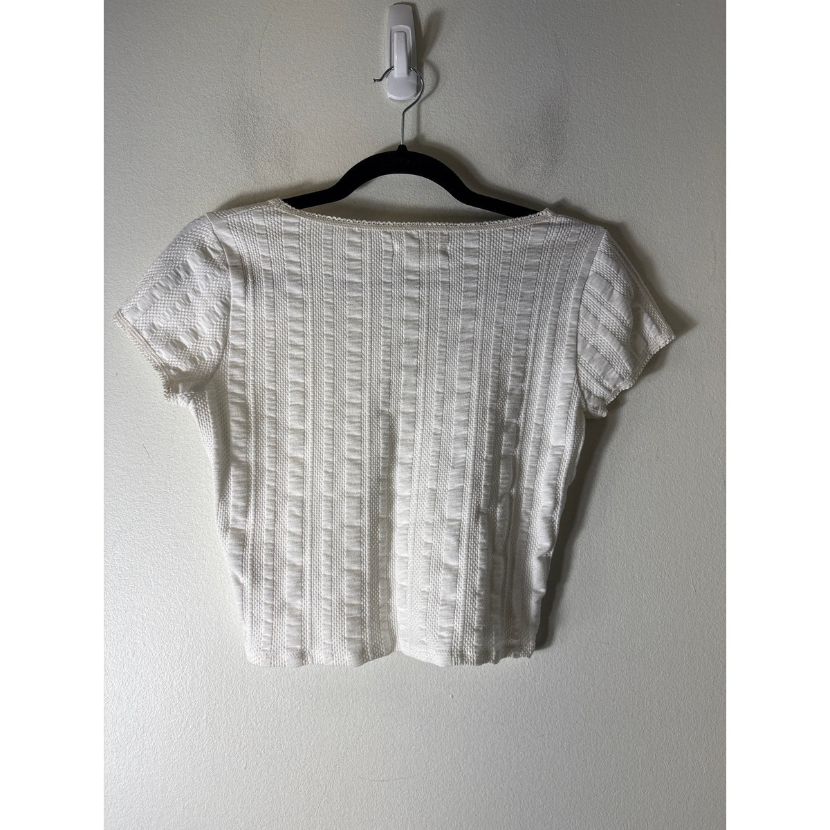 Madewell White Ribbed Cropped Top Sz S
