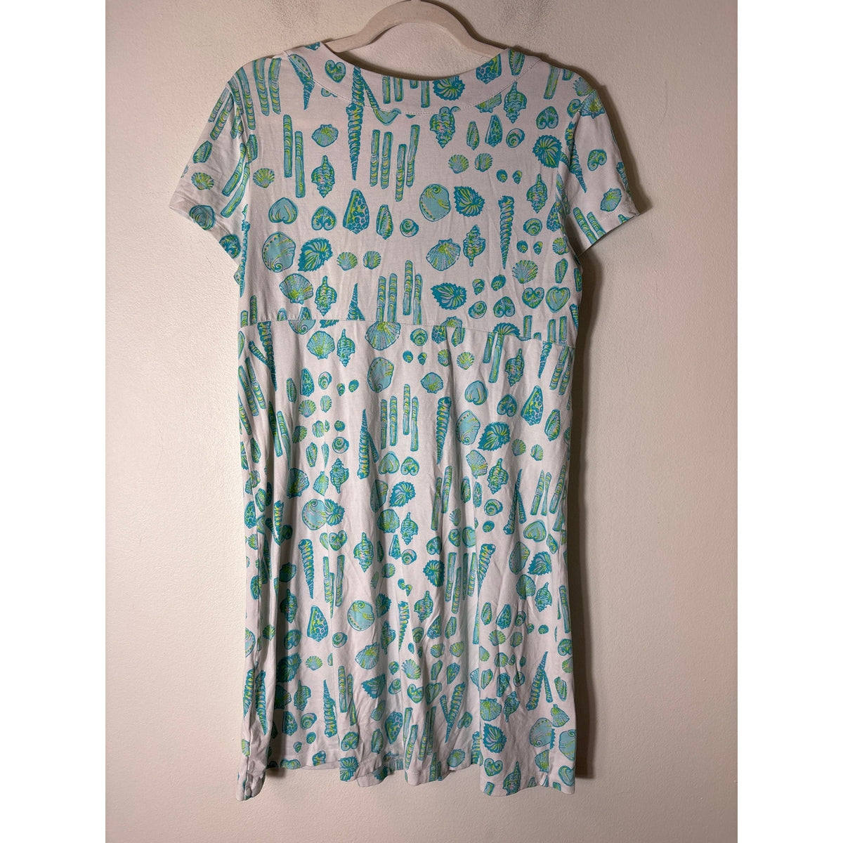 Lilly Pulitzer White Sea Shell Cotton Short Sleeve Night Gown Sz S