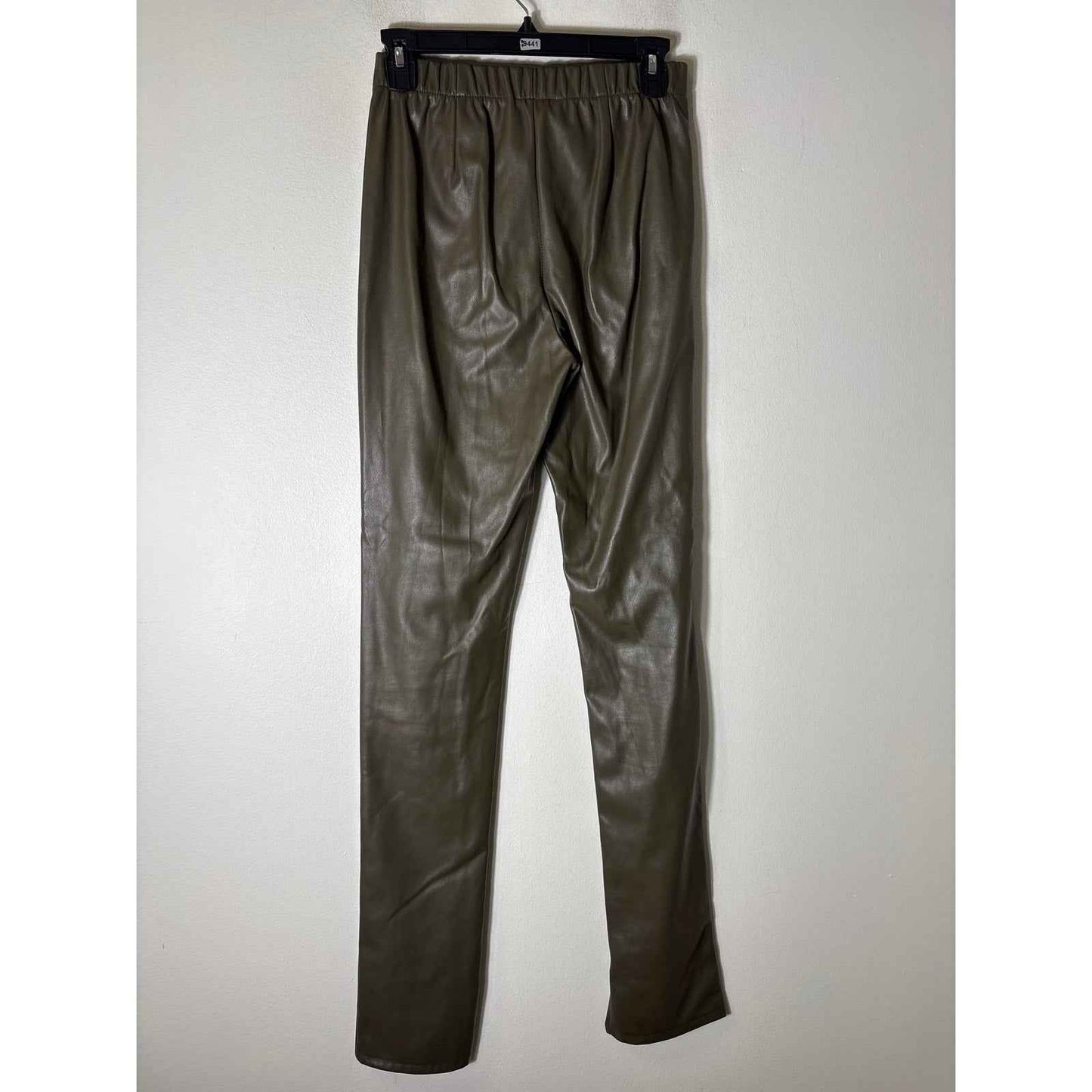 Goldie Army Green Pull On Faux Leather Straight Leg Pants Sz M