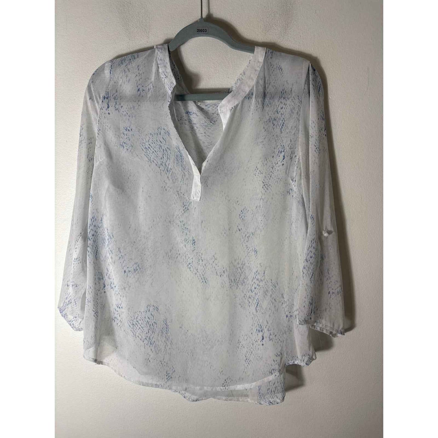 Pants Store White Blue Print Smocked Waist Tiered Flowy Skirt and Top Set Sz M