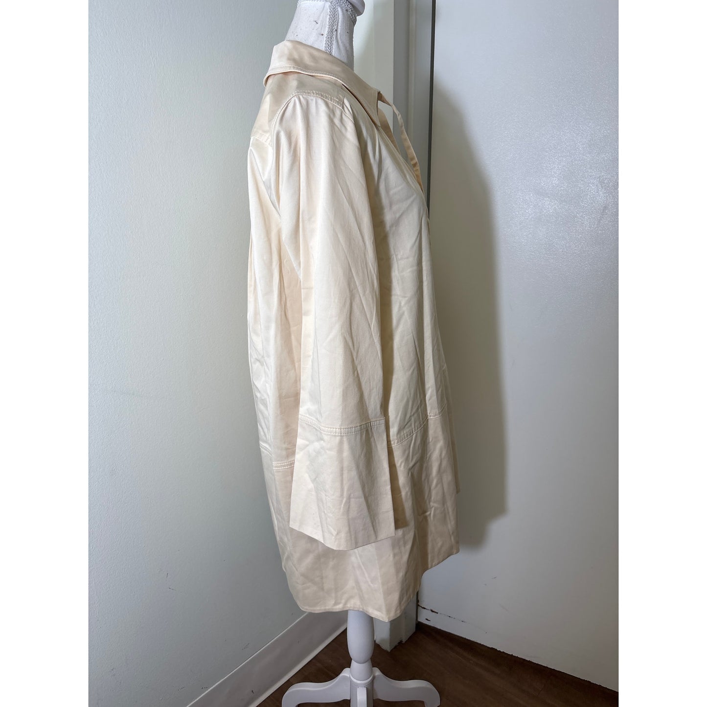 NWT Rebecca Taylor Ivory Heavy Cotton Shirt Dress Sz S