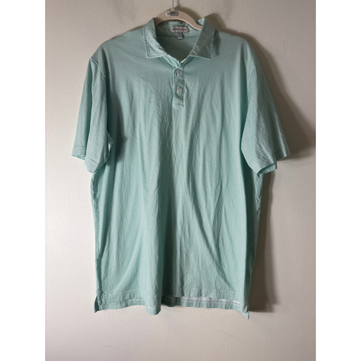 Peter Millar Green and White Short Sleeve Polo Style Shirt Sz XL