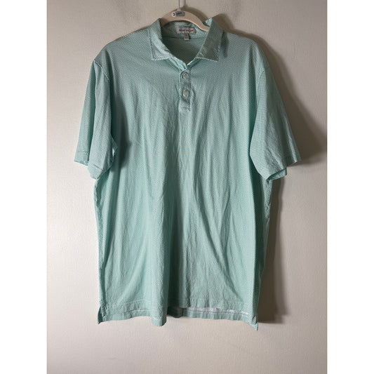 Peter Millar Green and White Short Sleeve Polo Style Shirt Sz XL