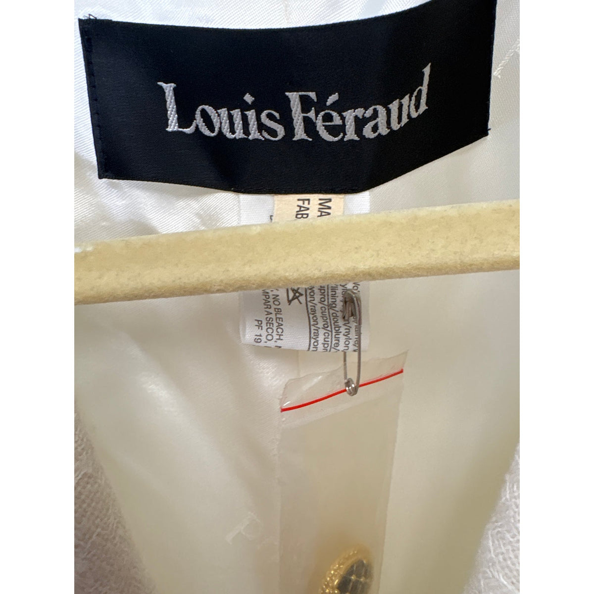 Louis Feraud Paris Off White with Navy Trim Long Sleeve Blazer Sz 10