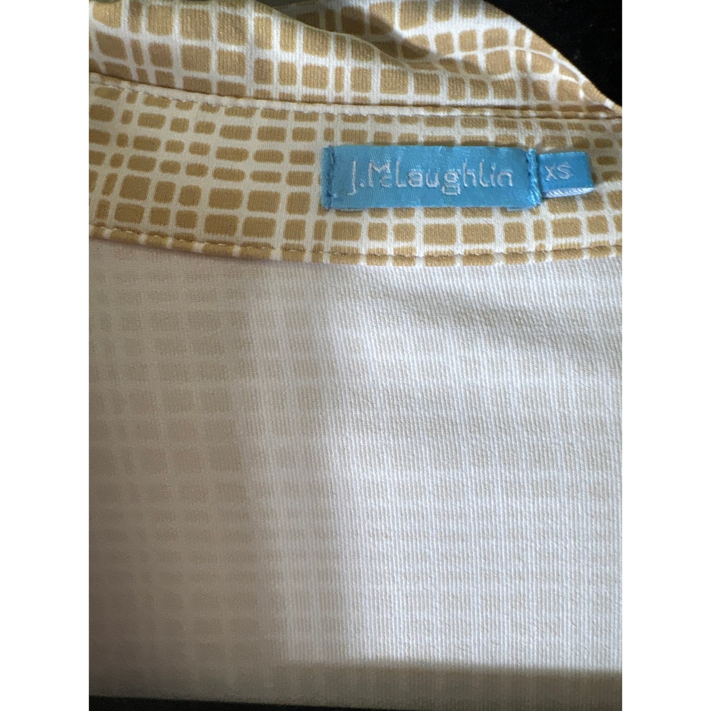 J. McLaughlin Gold White Long Sleeve Knee Length Sheath Dress Sz XS