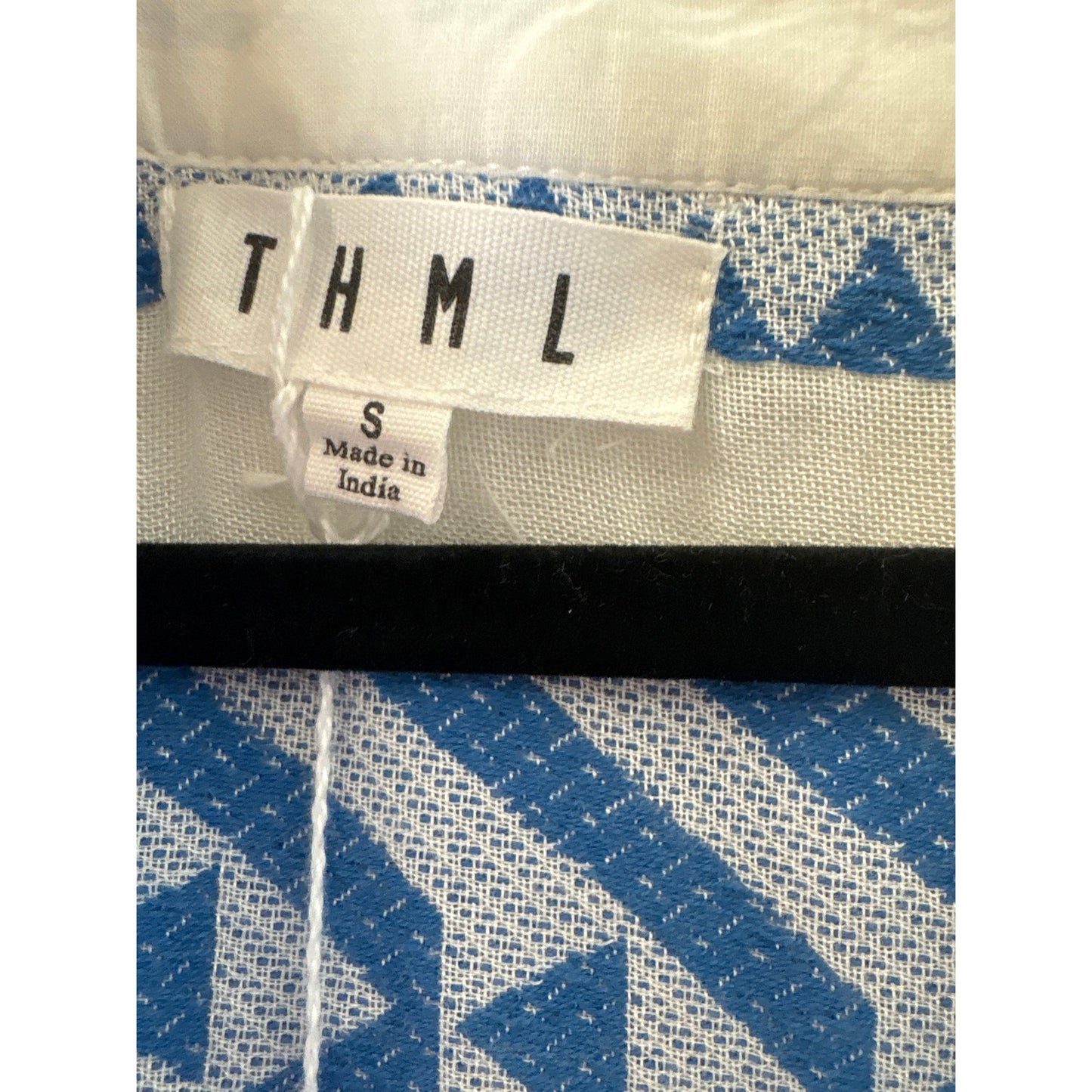 THML Blue White Flutter Sleeve V-Neck ToP Sz S
