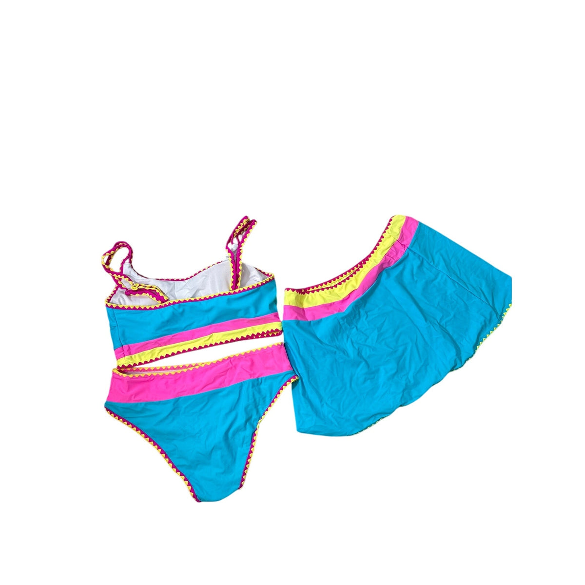 New in the Bag Teal Shapellx 3 Piece Color Block Bathing Suit Sz XXL