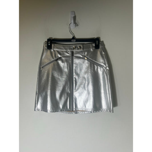 Wild Fable Faux Silver Leather Mini Skirt Sz 2