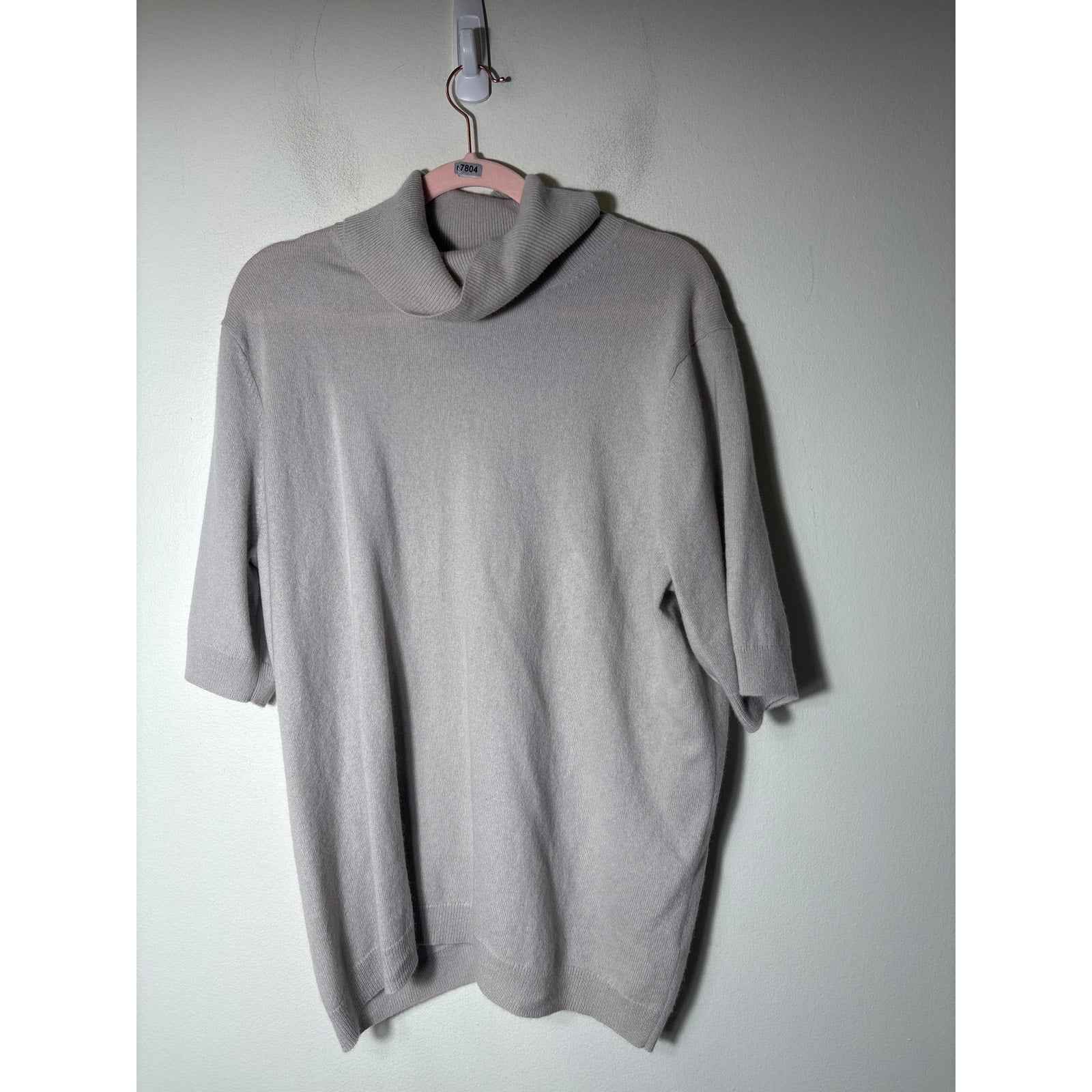 COS Beige Half Sleeve Turtleneck Cashmere Sweater Sz L