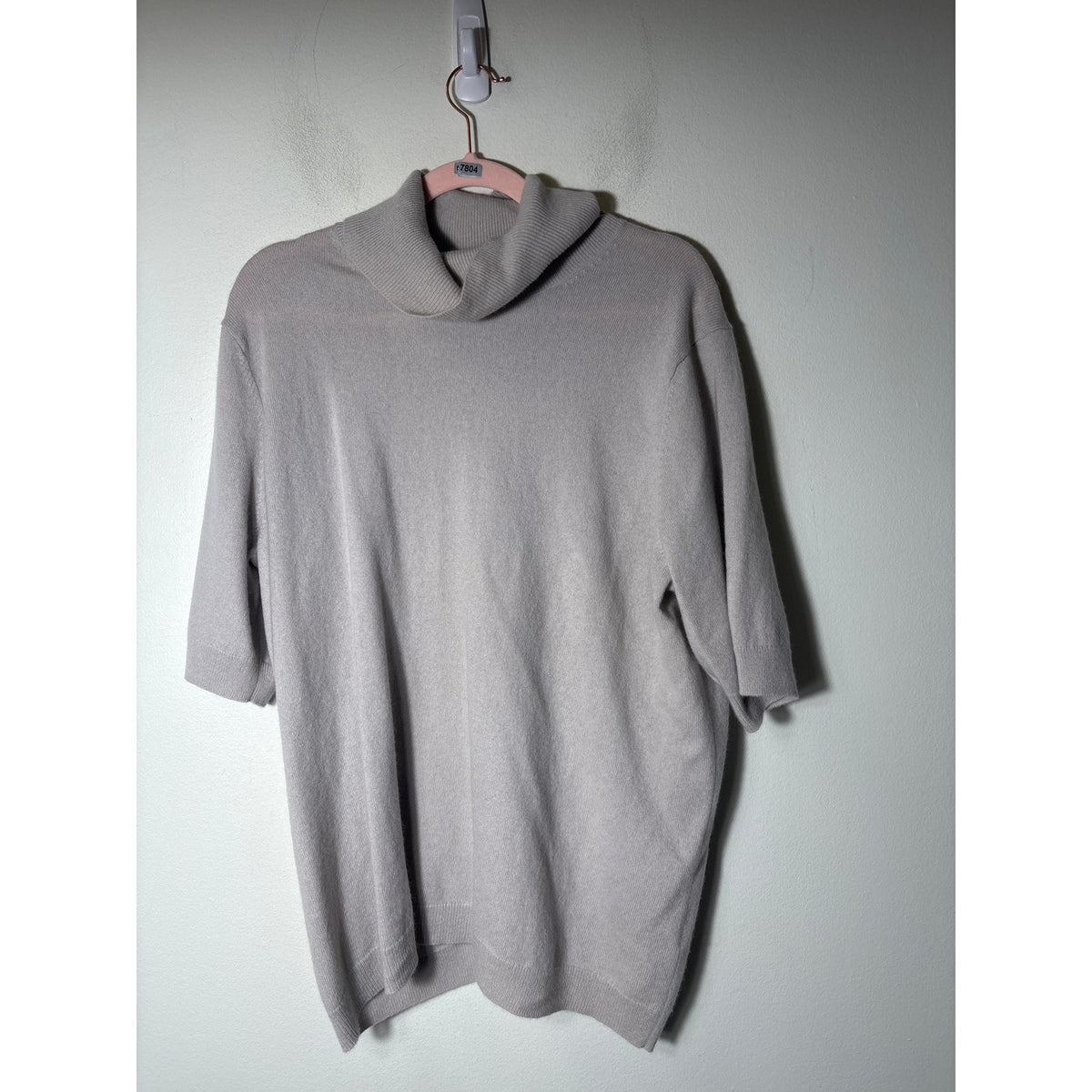 COS Beige Half Sleeve Turtleneck Cashmere Sweater Sz L