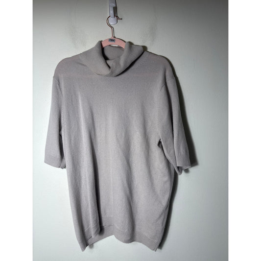 COS Beige Half Sleeve Turtleneck Cashmere Sweater Sz L