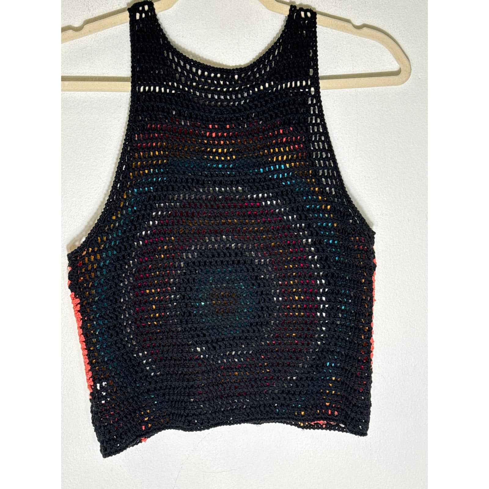 Alter'd State Black Sleeveless Crocheted Tank Top Sz S