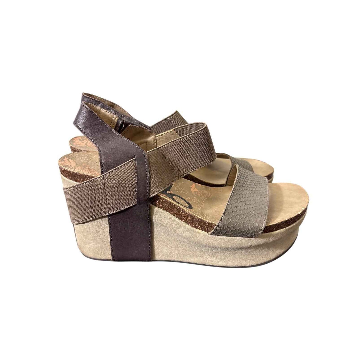 OTBT Brown Leather Wedge Strap Sandals Sz 8